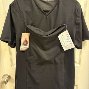 Lalabu Men's Short Sleeve Nursing T-Shirt - Black- Large